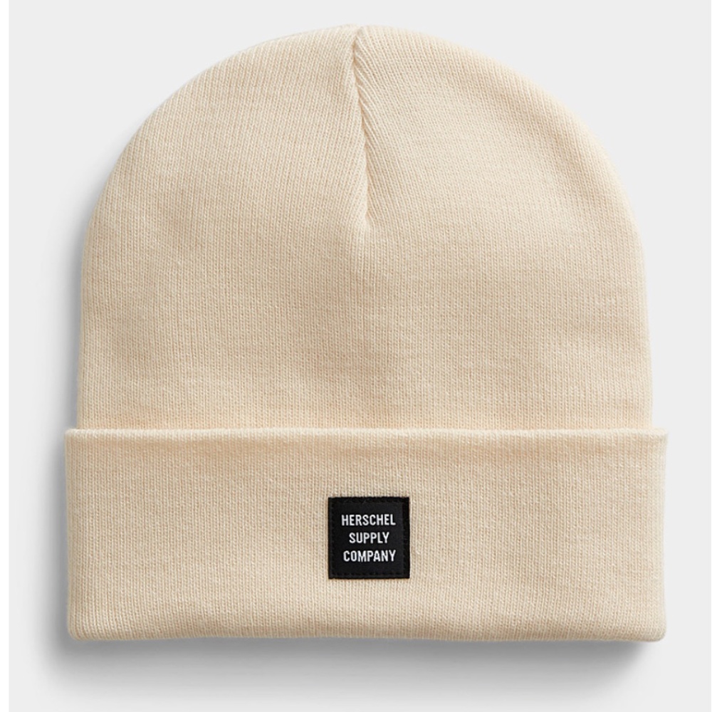 Herschel off white unisex logo emblem tuque hat beanie NWT